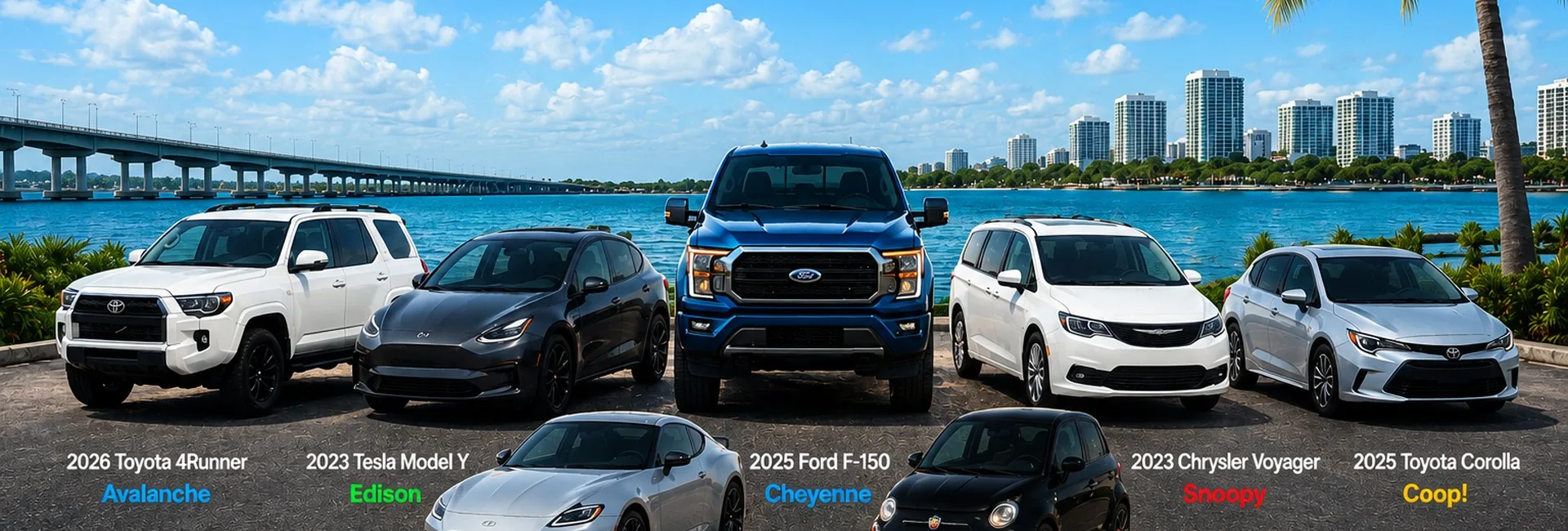 SUNZiO rental vehicles on the Sarasota waterfront